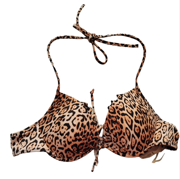 Victoria's secret two piece swimsuit bikini set leopard print strappy size 34B/M - Picture 3 of 15